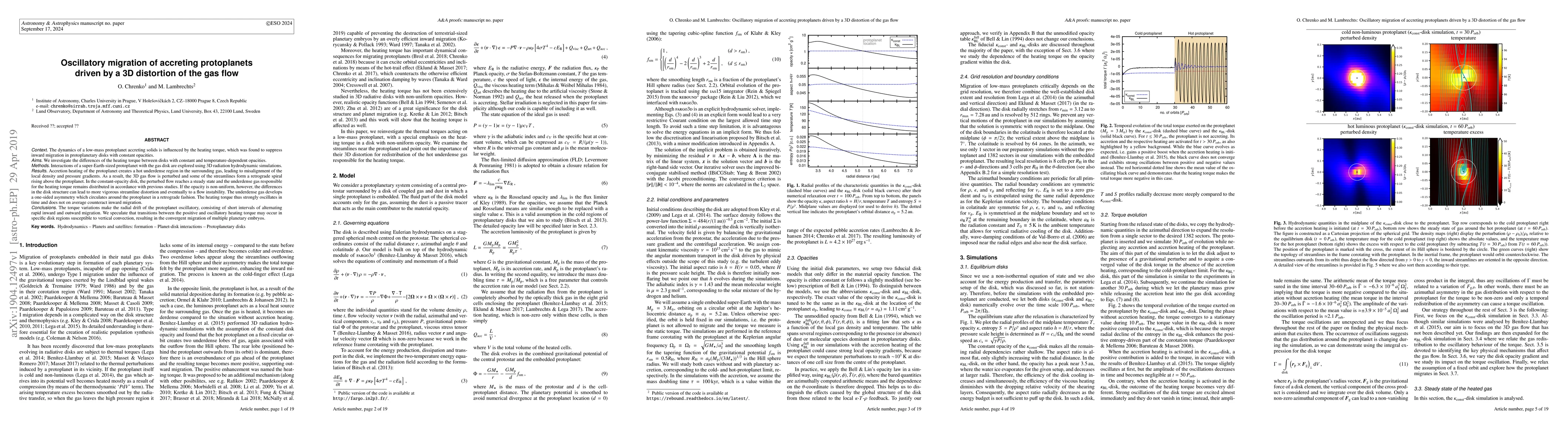 Thumbnail for Oscillatory migration of accreting protoplanets driven by a 3D
  distortion of the gas flow