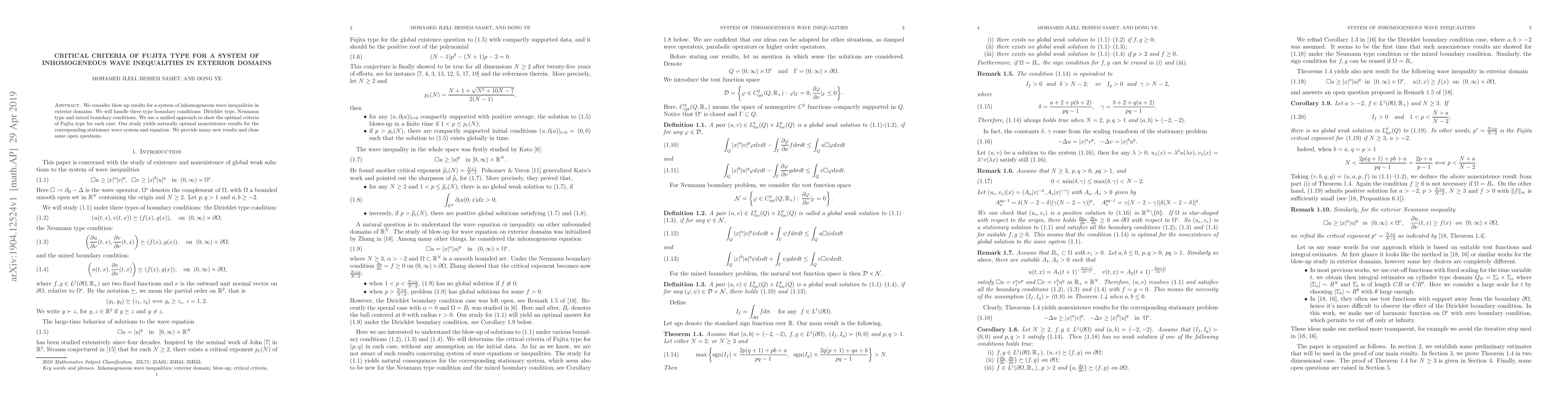 Thumbnail for Critical criteria of Fujita type for a system of inhomogeneous wave
  inequalities in exterior domains