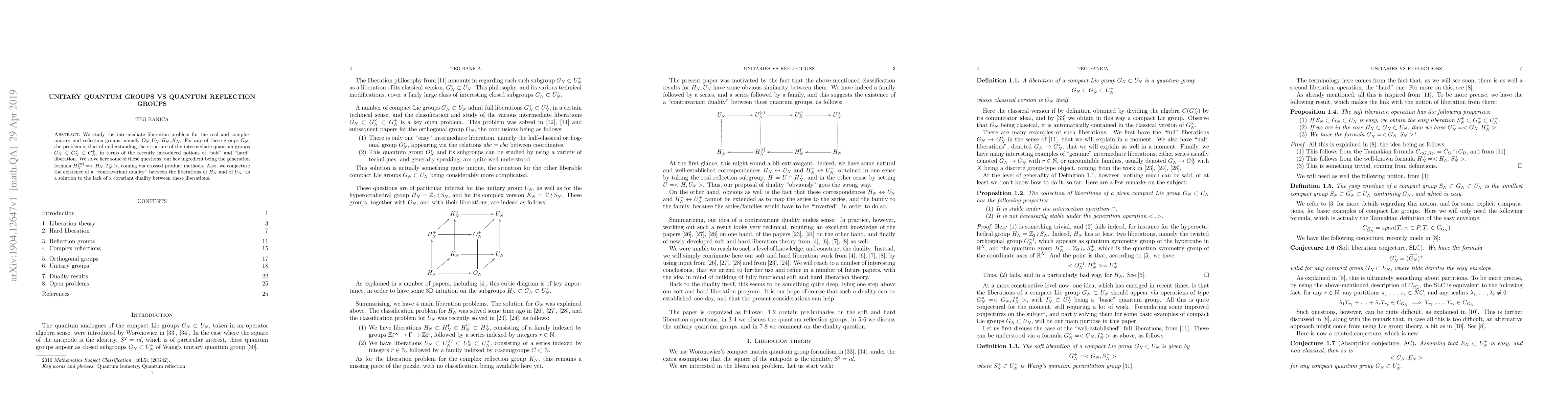 Thumbnail for Unitary quantum groups vs quantum reflection groups