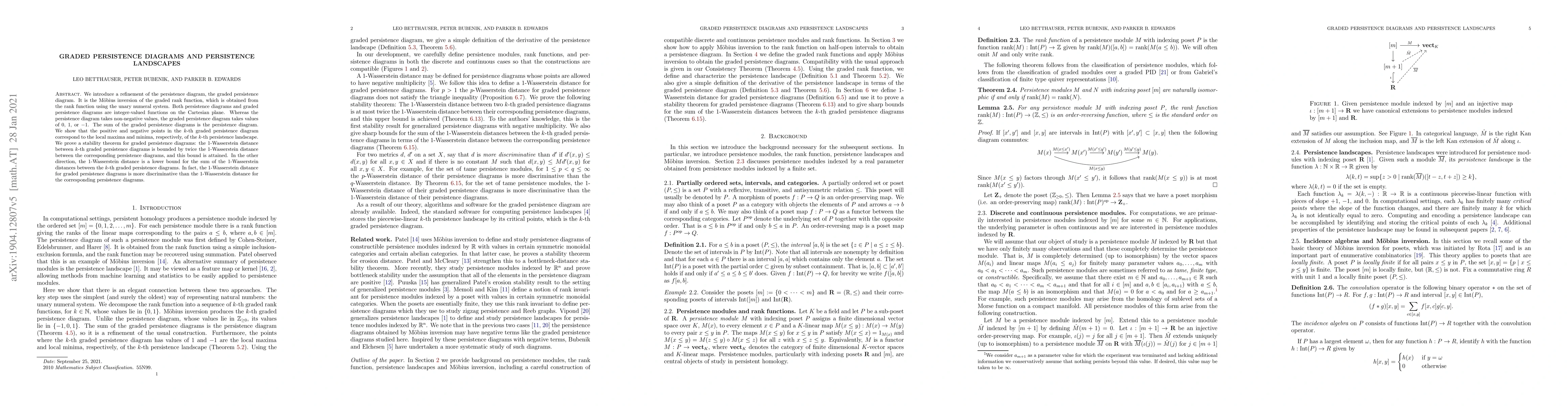 Thumbnail for Graded persistence diagrams and persistence landscapes