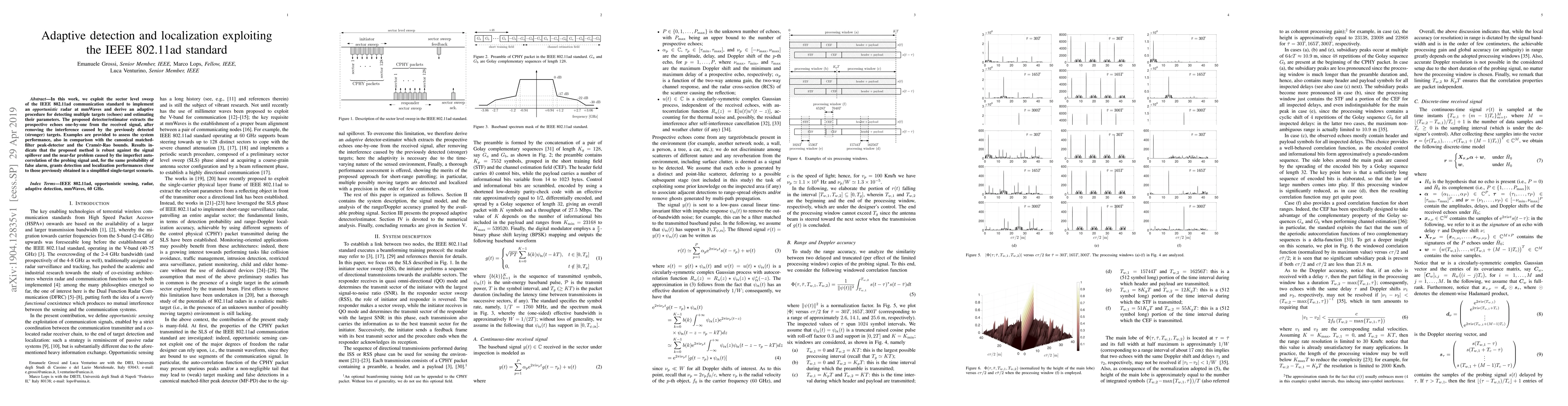 Thumbnail for Adaptive detection and localization exploiting the IEEE 802.11ad
  standard