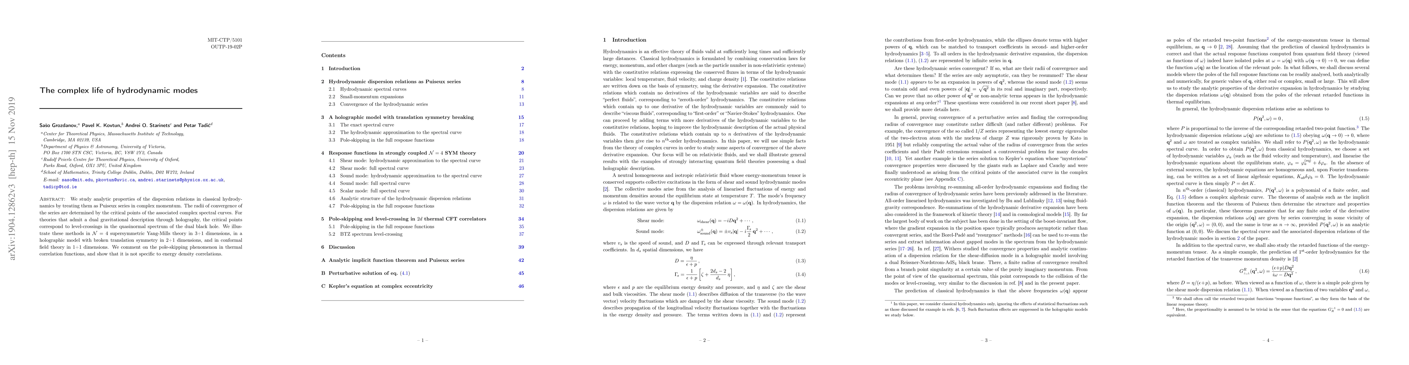 Thumbnail for The complex life of hydrodynamic modes