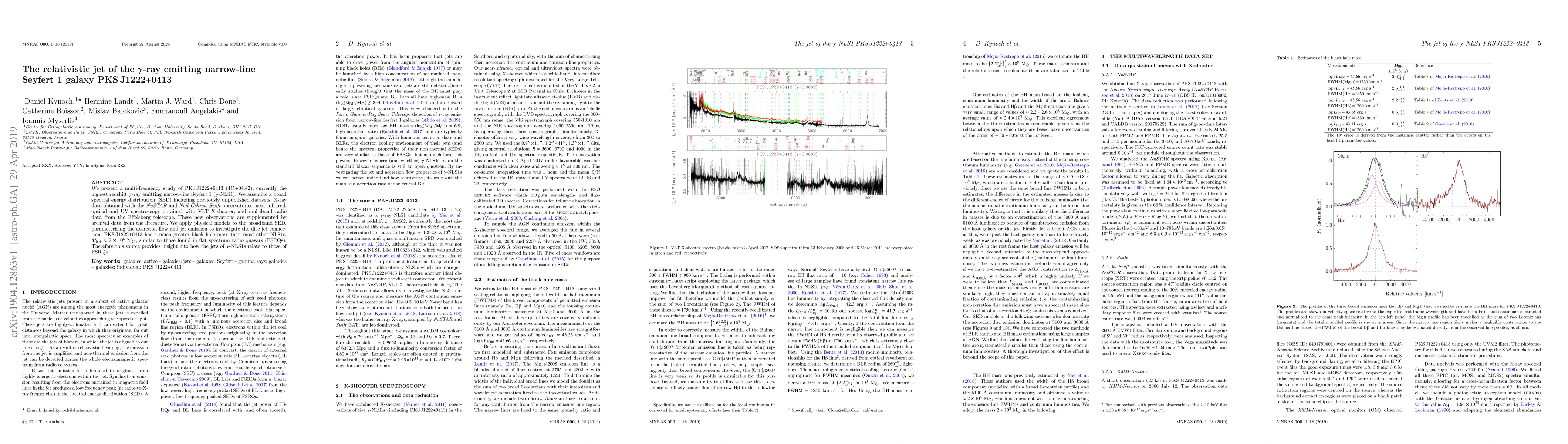 Thumbnail for The relativistic jet of the $\gamma$-ray emitting narrow-line Seyfert 1
  galaxy PKS J1222$+$0413