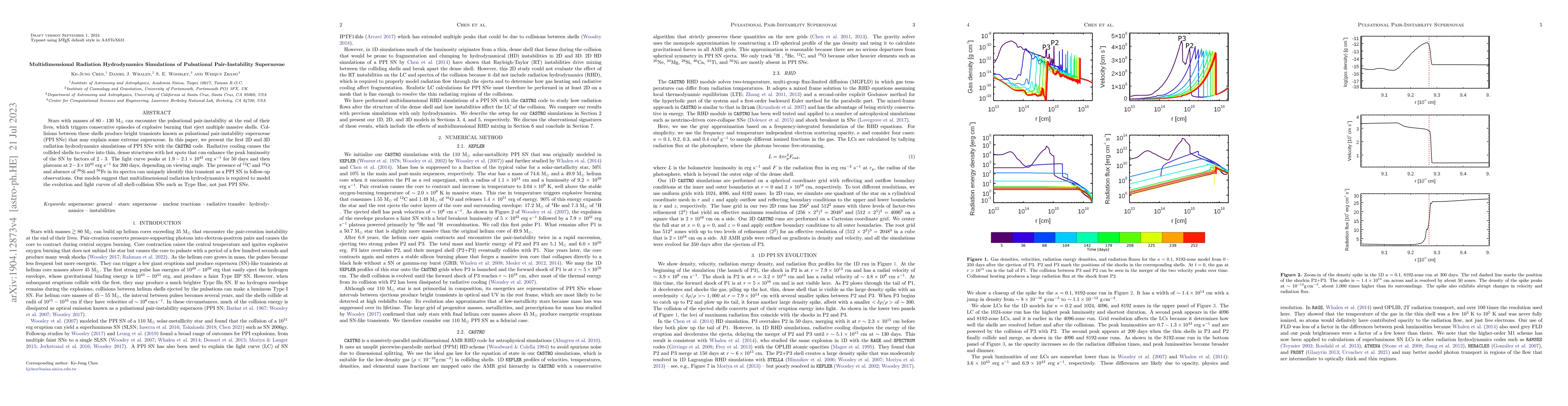 Thumbnail for Multidimensional Radiation Hydrodynamics Simulations of Pulsational
  Pair-Instability Supernovae