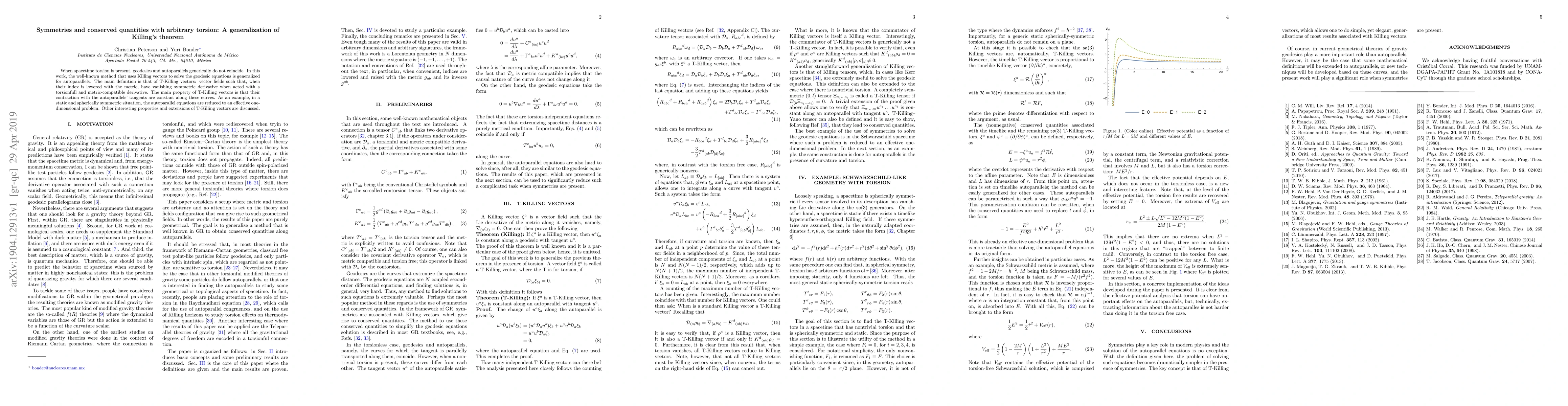 Thumbnail for Symmetries and conserved quantities with arbitrary torsion: A
  generalization of Killing's theorem