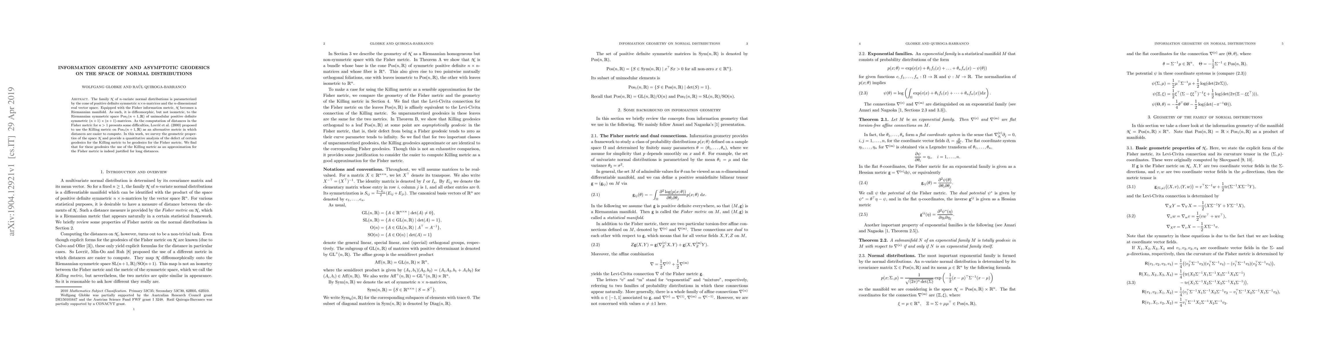 Thumbnail for Information geometry and asymptotic geodesics on the space of normal
  distributions