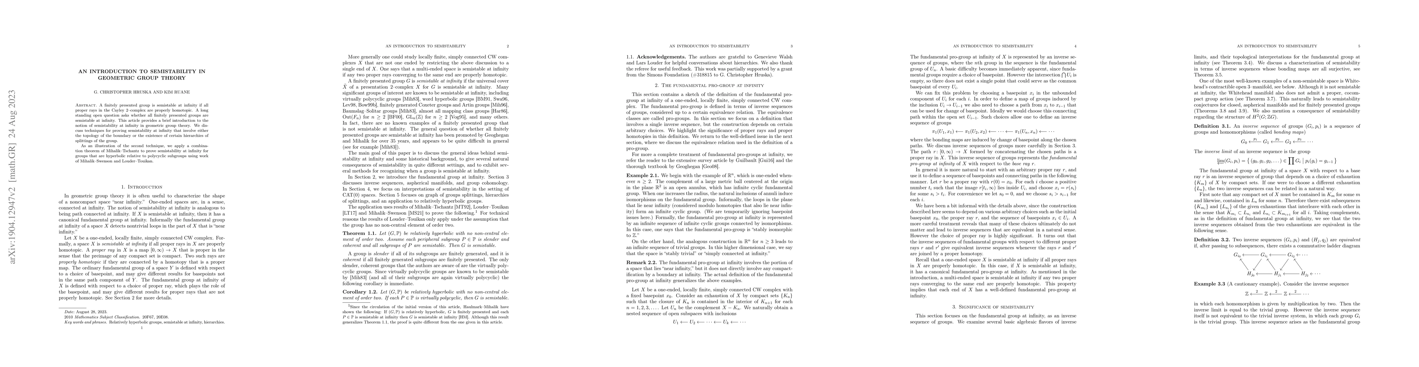 Thumbnail for An introduction to semistability in geometric group theory