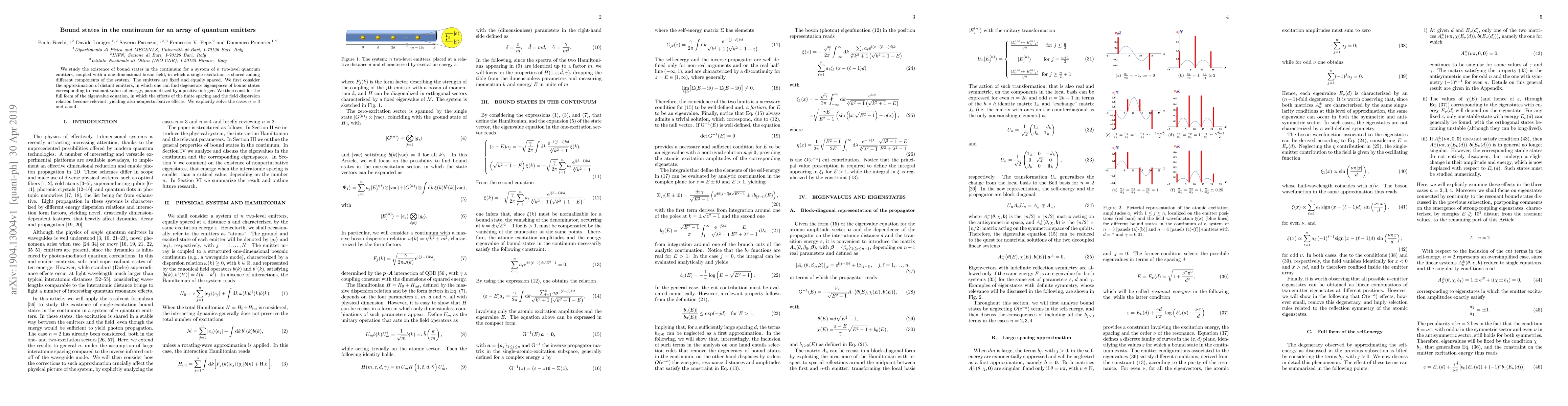 Thumbnail for Bound states in the continuum for an array of quantum emitters