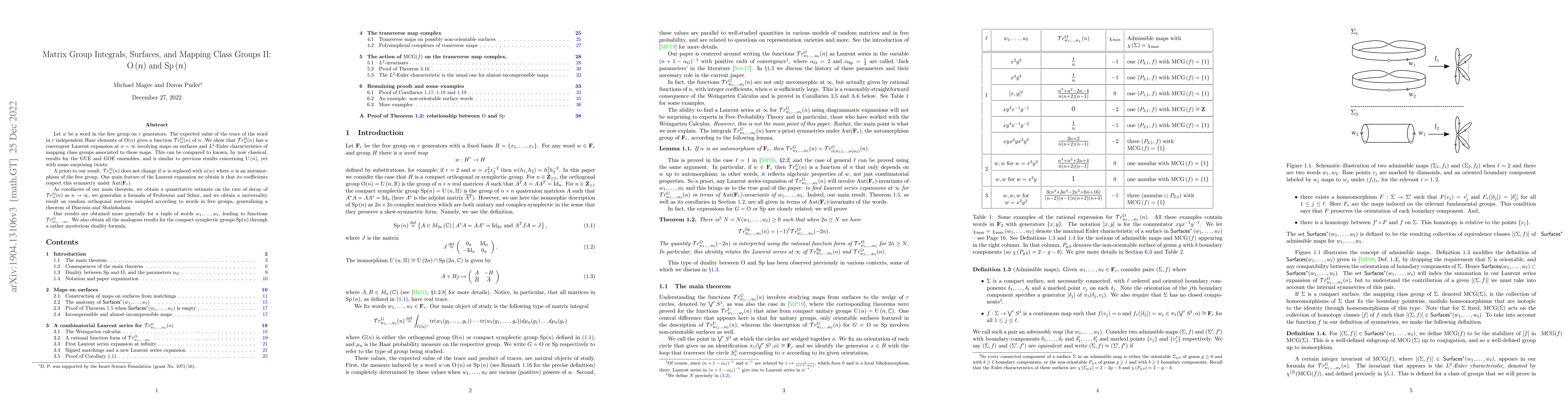 Thumbnail for Matrix Group Integrals, Surfaces, and Mapping Class Groups II:
  $\mathrm{O}\left(n\right)$ and $\mathrm{Sp}\left(n\right)$