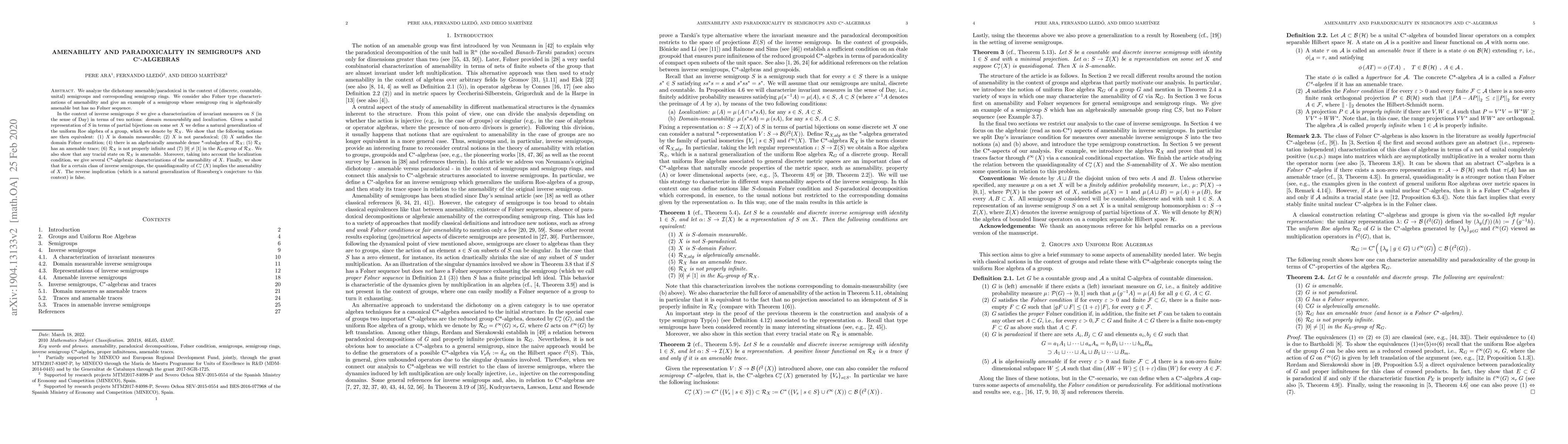Thumbnail for Amenability and paradoxicality in semigroups and C*-algebras