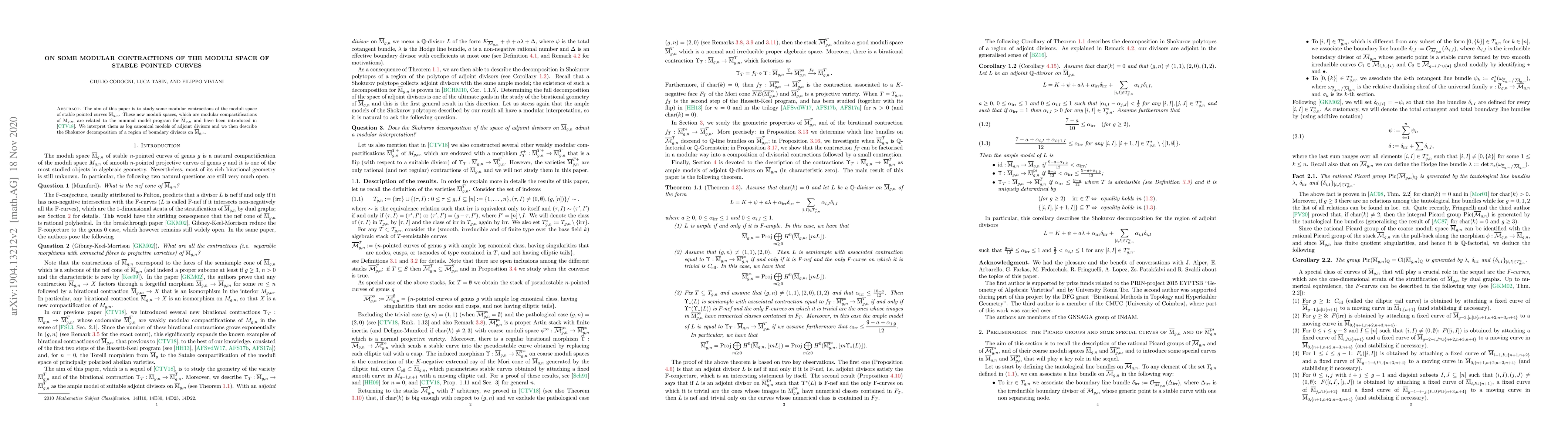 Thumbnail for On some modular contractions of the moduli space of stable pointed
  curves