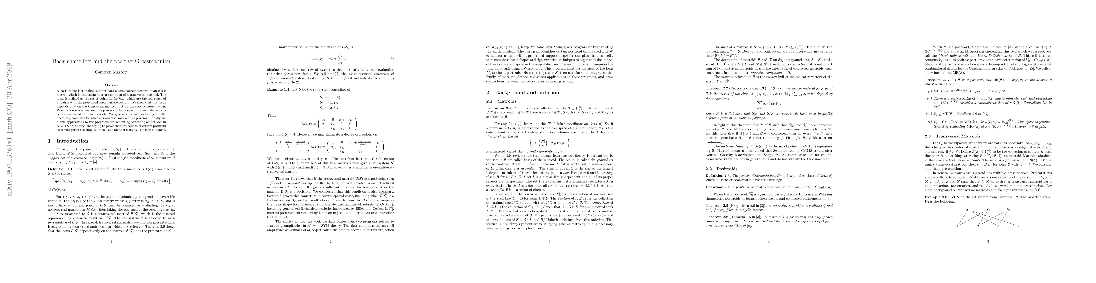 Thumbnail for Basis shape loci and the positive Grassmannian