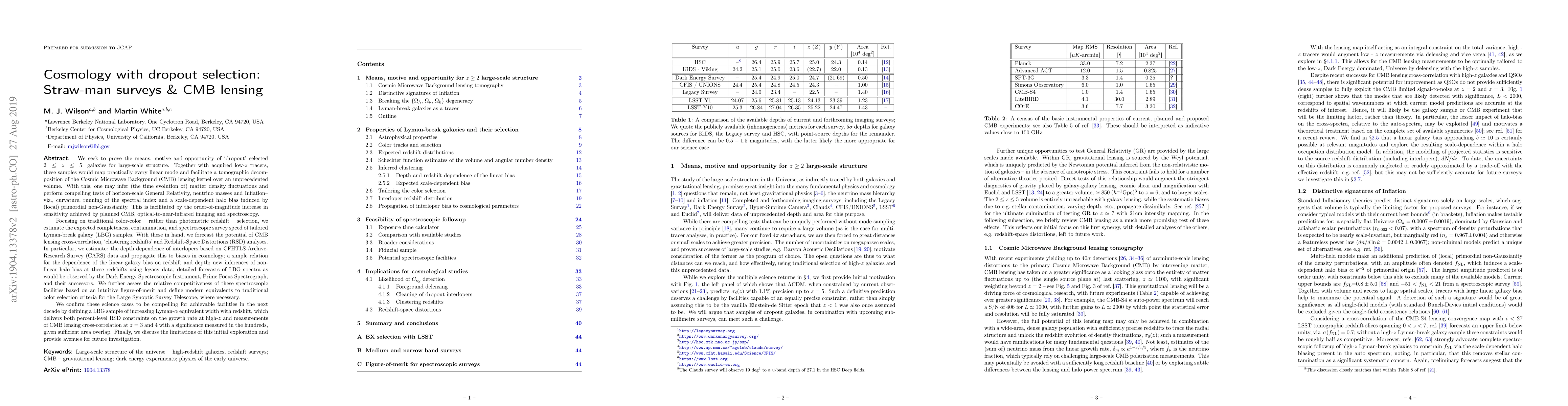 Thumbnail for Cosmology with dropout selection: Straw-man surveys and CMB lensing