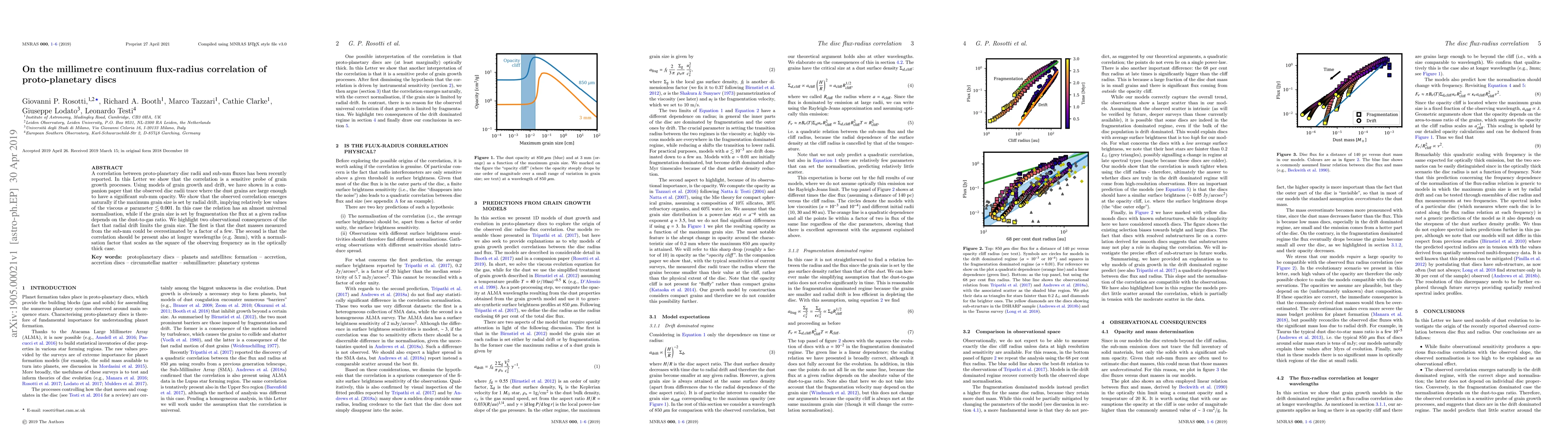 Thumbnail for On the millimetre continuum flux-radius correlation of proto-planetary
  discs