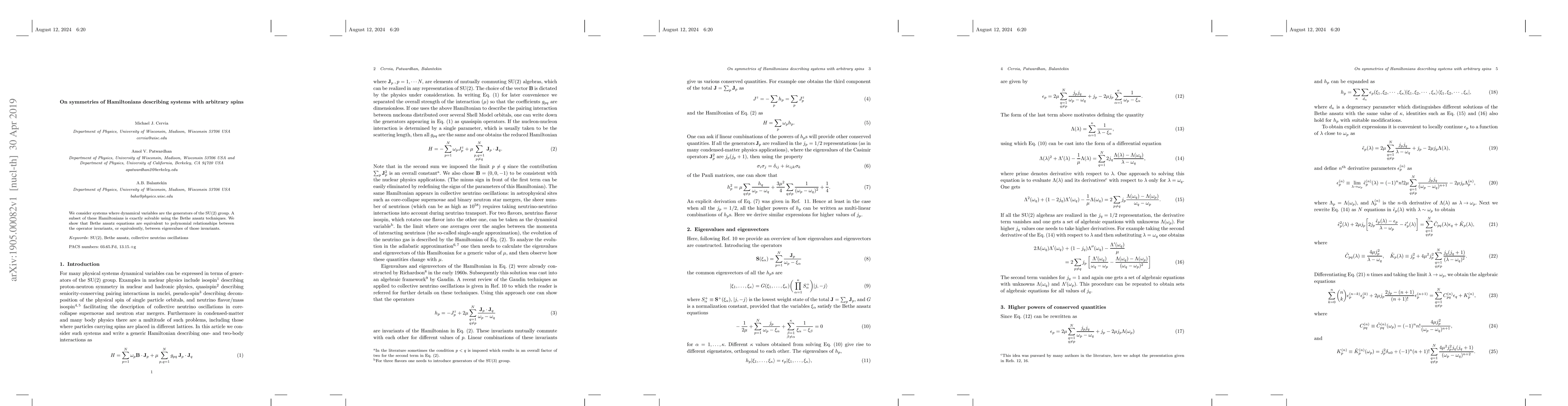 Thumbnail for On symmetries of Hamiltonians describing systems with arbitrary spins