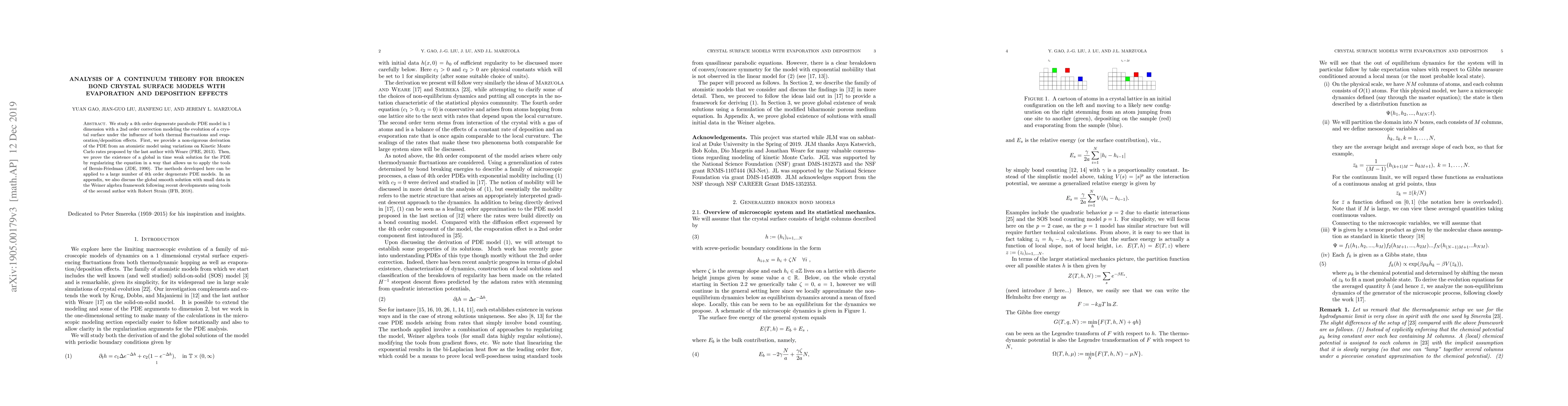 Thumbnail for Analysis of a continuum theory for broken bond crystal surface models
  with evaporation and deposition effects