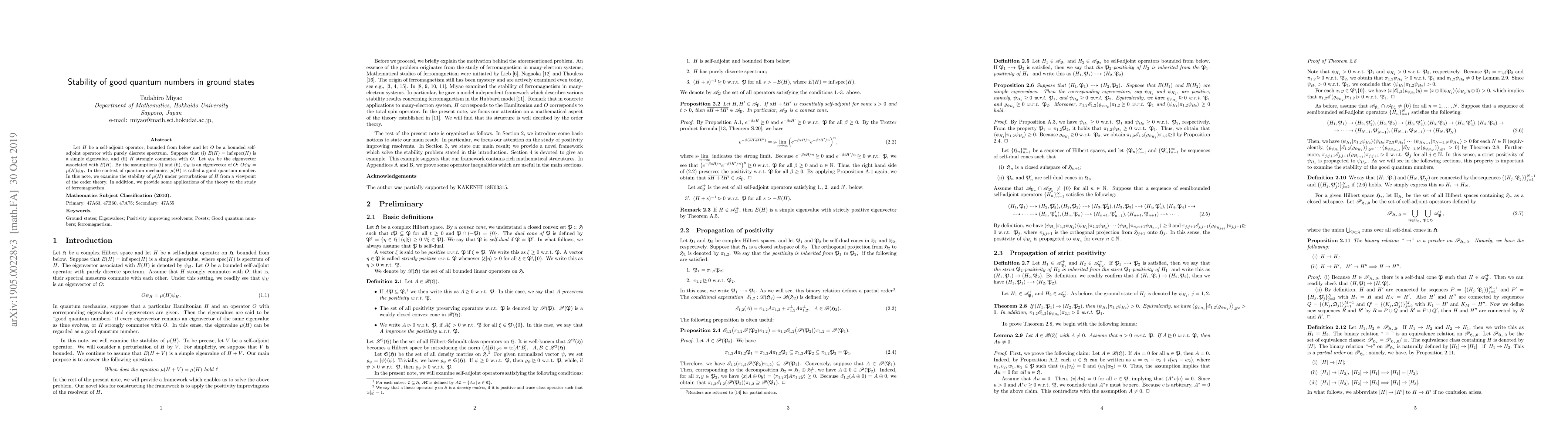 Thumbnail for Stability of good quantum numbers in ground states