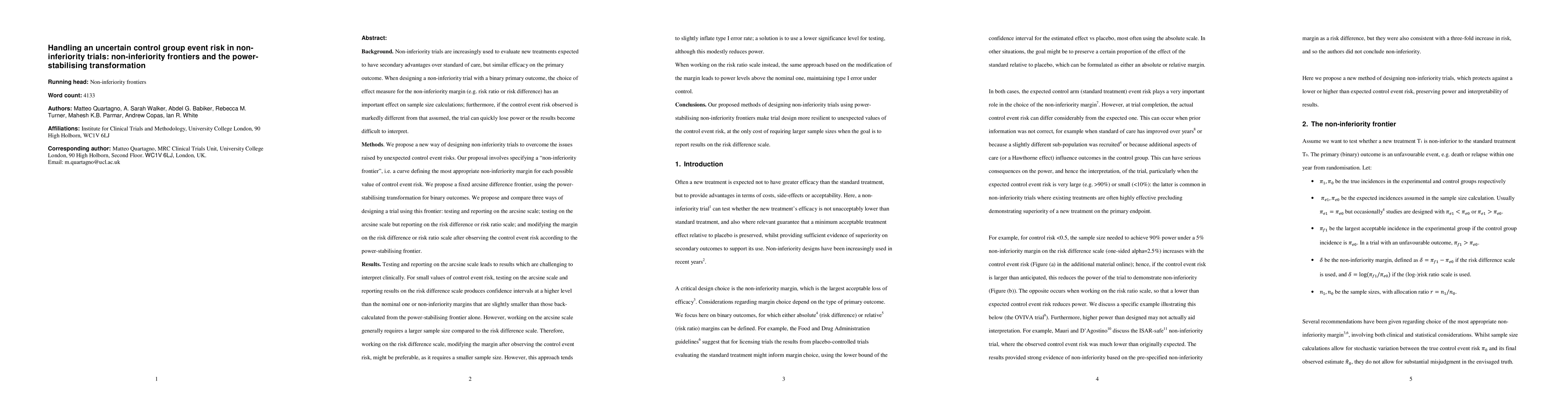 Thumbnail for Handling an uncertain control group event risk in non-inferiority
  trials: non-inferiority frontiers and the power-stabilising transformation