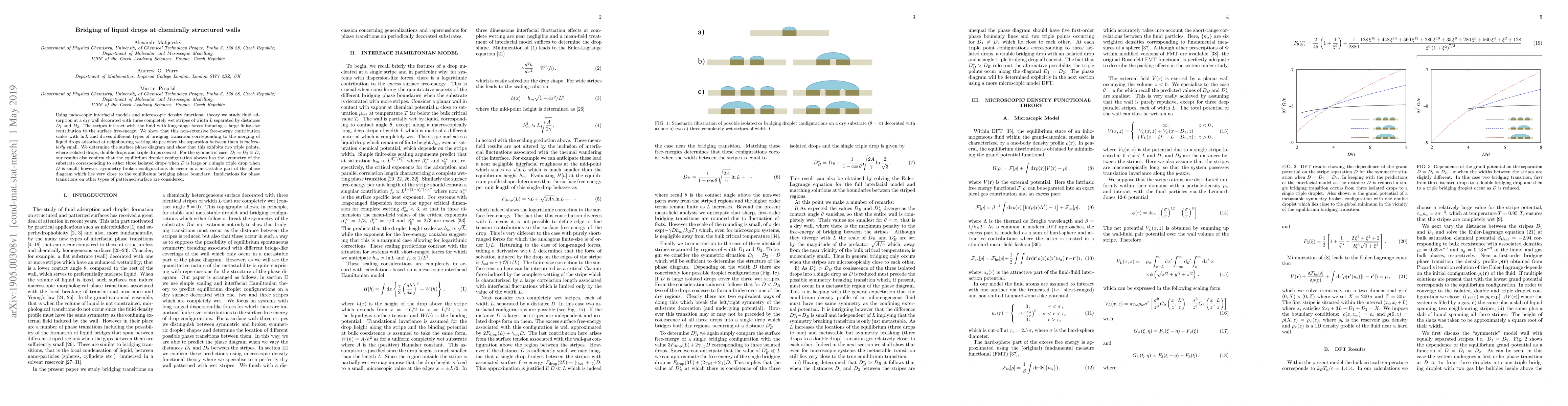 Thumbnail for Bridging of liquid drops at chemically structured walls