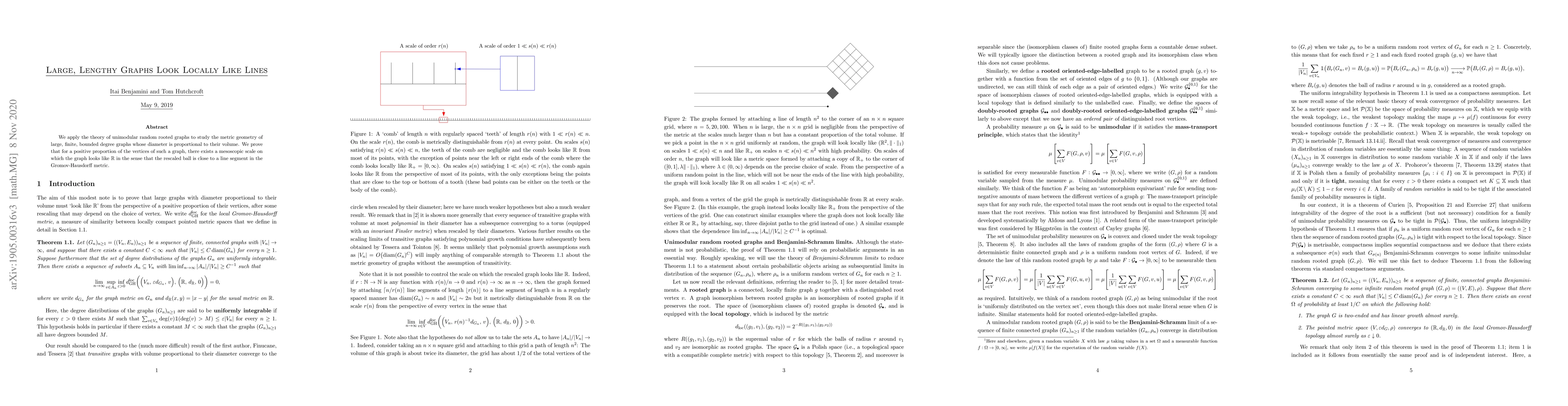 Thumbnail for Large, lengthy graphs look locally like lines