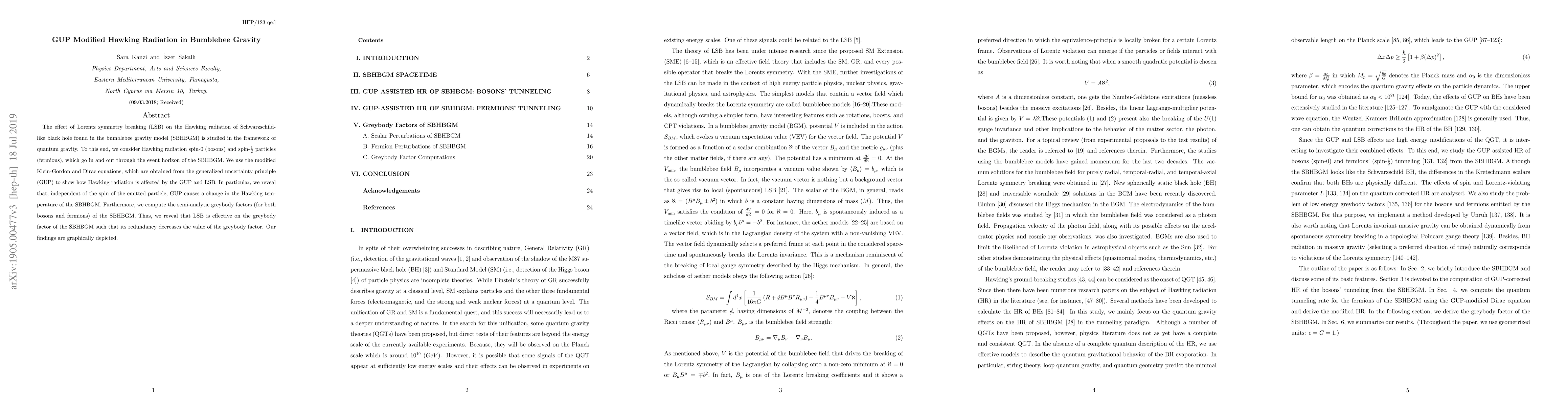 Thumbnail for GUP Modified Hawking Radiation in Bumblebee Gravity