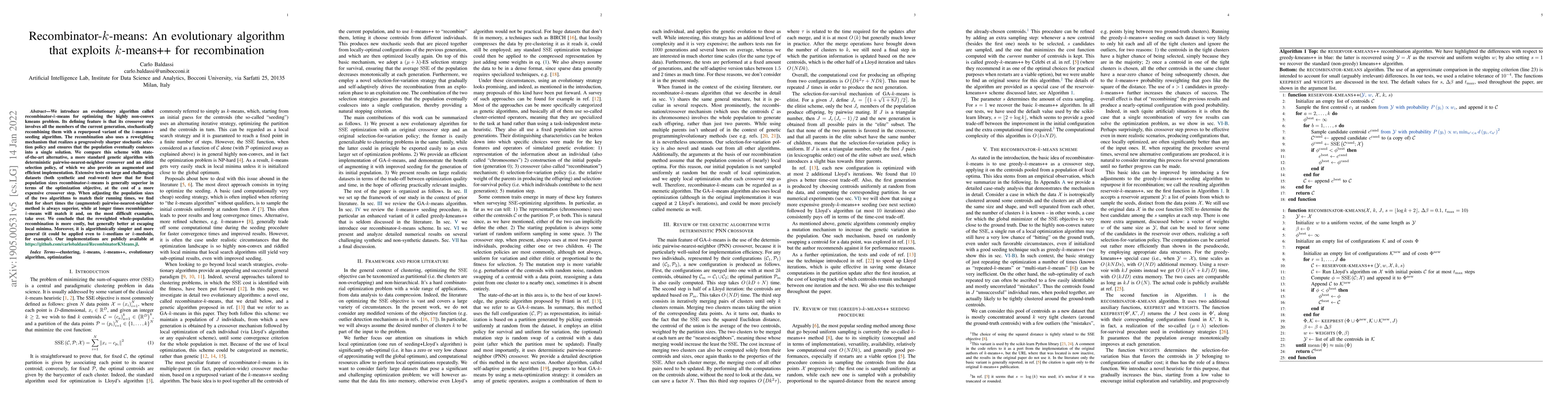 Thumbnail for Recombinator-k-means: An evolutionary algorithm that exploits k-means++
  for recombination