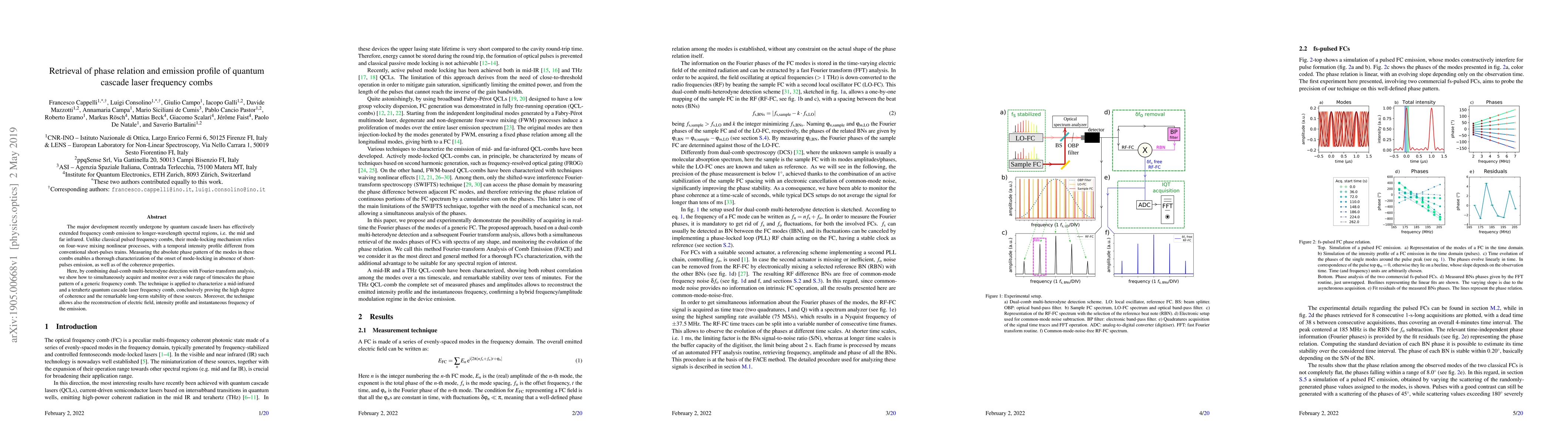 Thumbnail for Retrieval of phase relation and emission profile of quantum cascade
  laser frequency combs