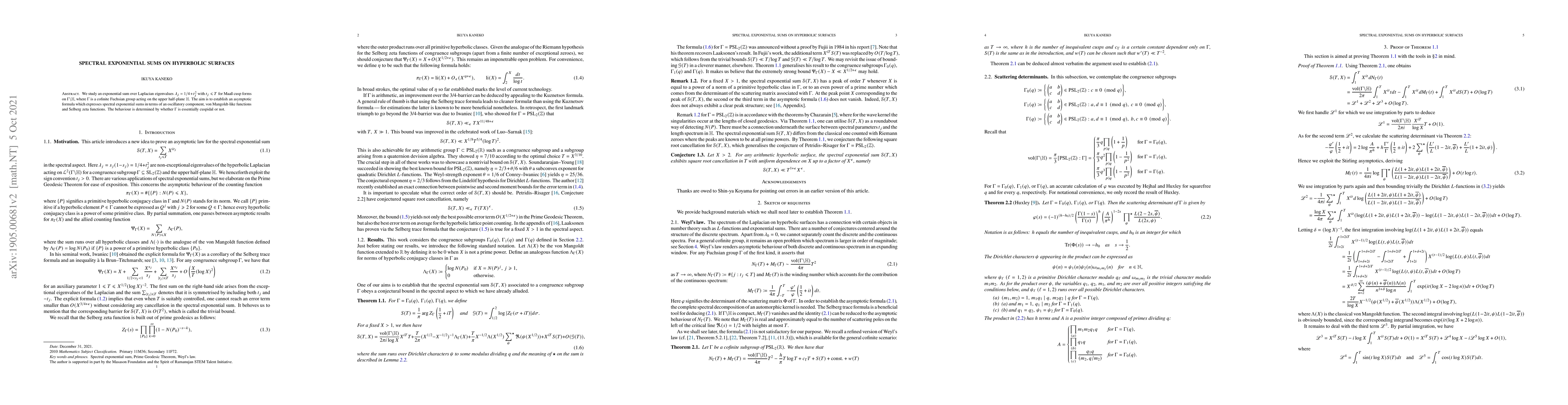 Thumbnail for Spectral Exponential Sums on Hyperbolic Surfaces