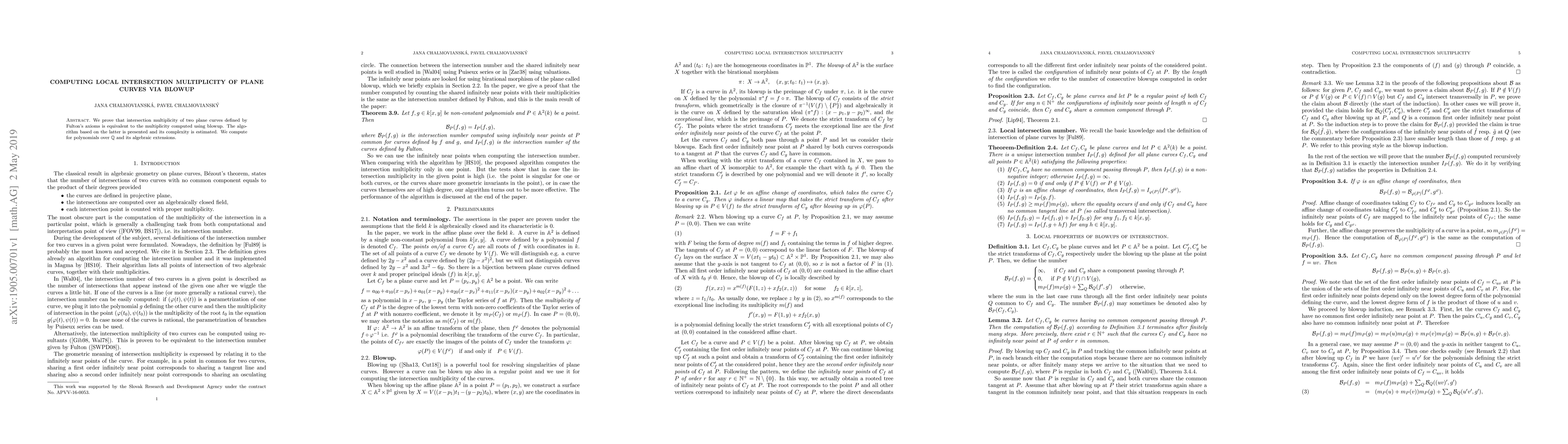 Thumbnail for Computing local intersection multiplicity of plane curves via blowup
