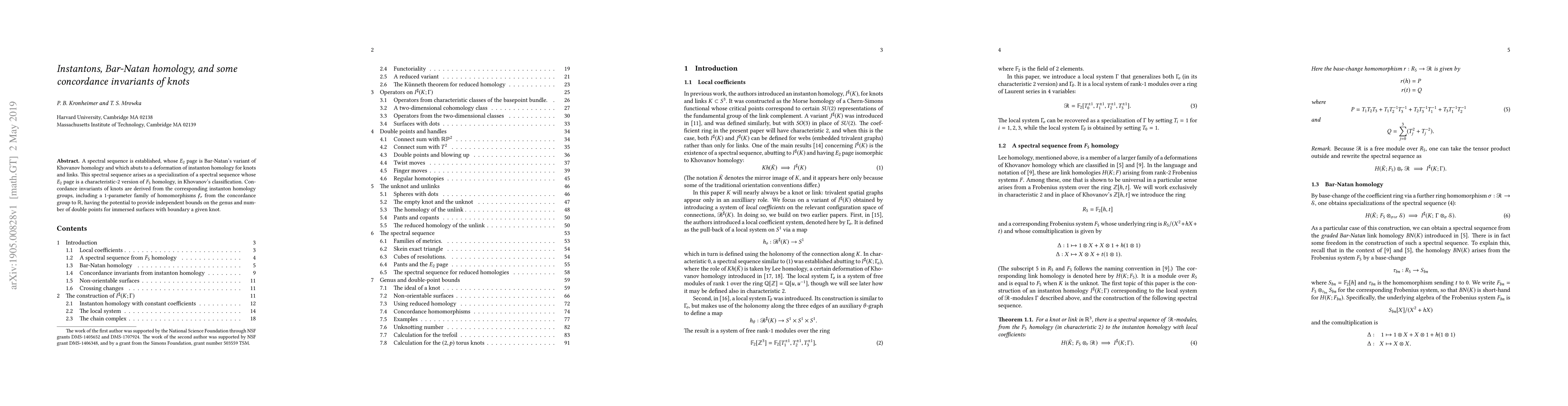 Thumbnail for Instantons, Bar-Natan homology, and some concordance invariants of knots