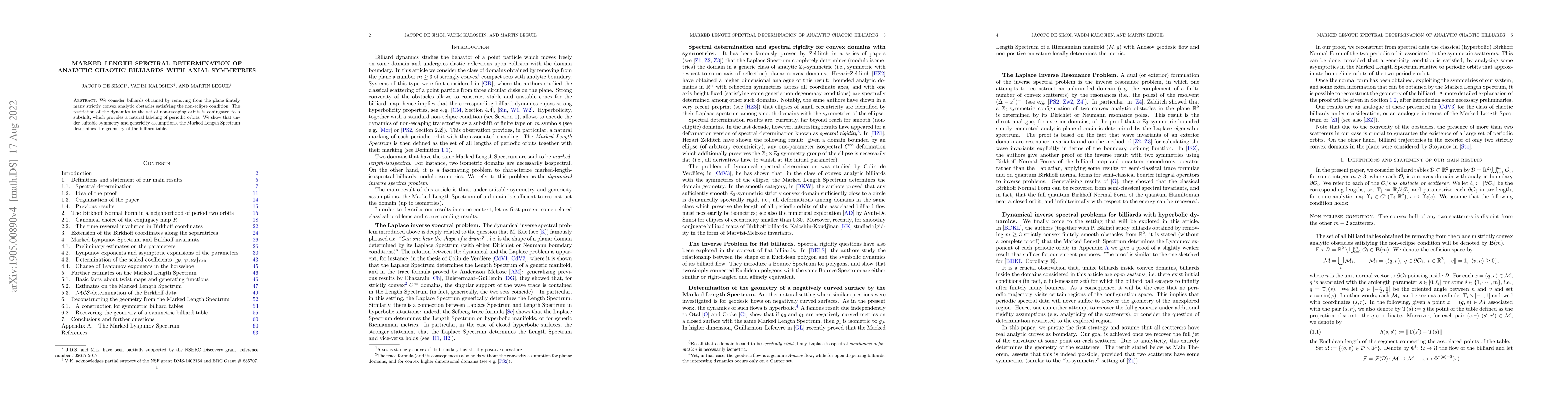 Thumbnail for Marked Length Spectral determination of analytic chaotic billiards with
  axial symmetries