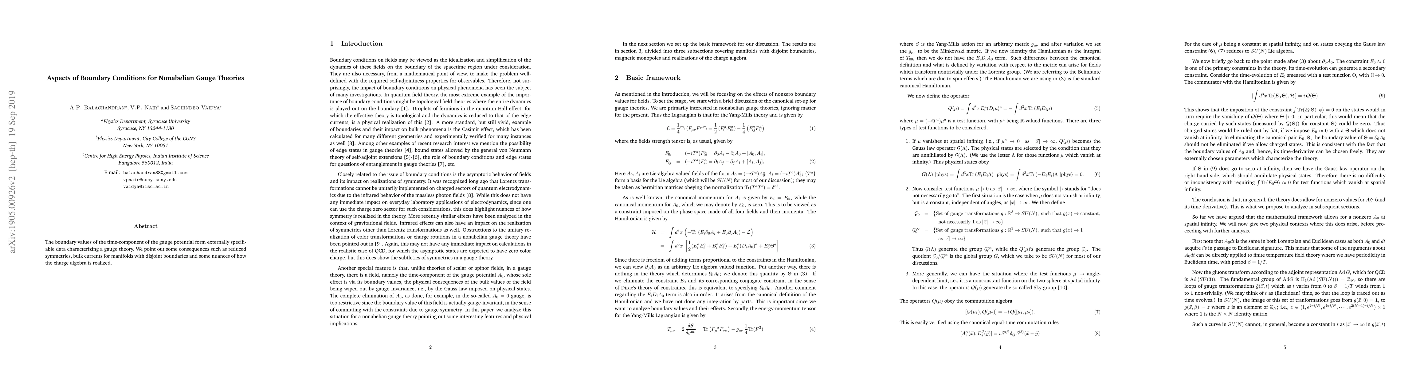 Thumbnail for Aspects of Boundary Conditions for Nonabelian Gauge Theories