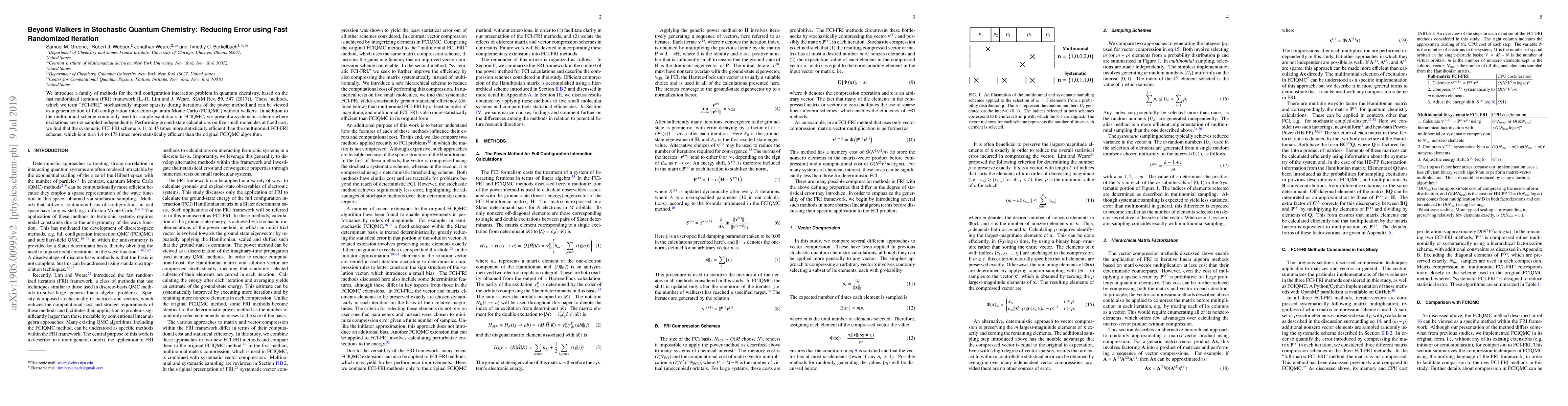 Thumbnail for Beyond Walkers in Stochastic Quantum Chemistry: Reducing Error using
  Fast Randomized Iteration