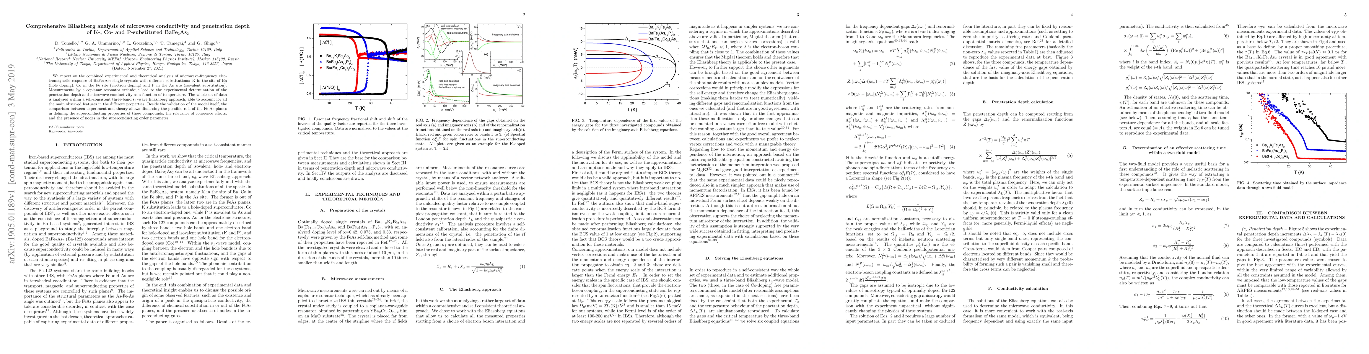 Thumbnail for Comprehensive Eliashberg analysis of microwave conductivity and
  penetration depth of K-, Co-, and P-substituted BaFe2As2