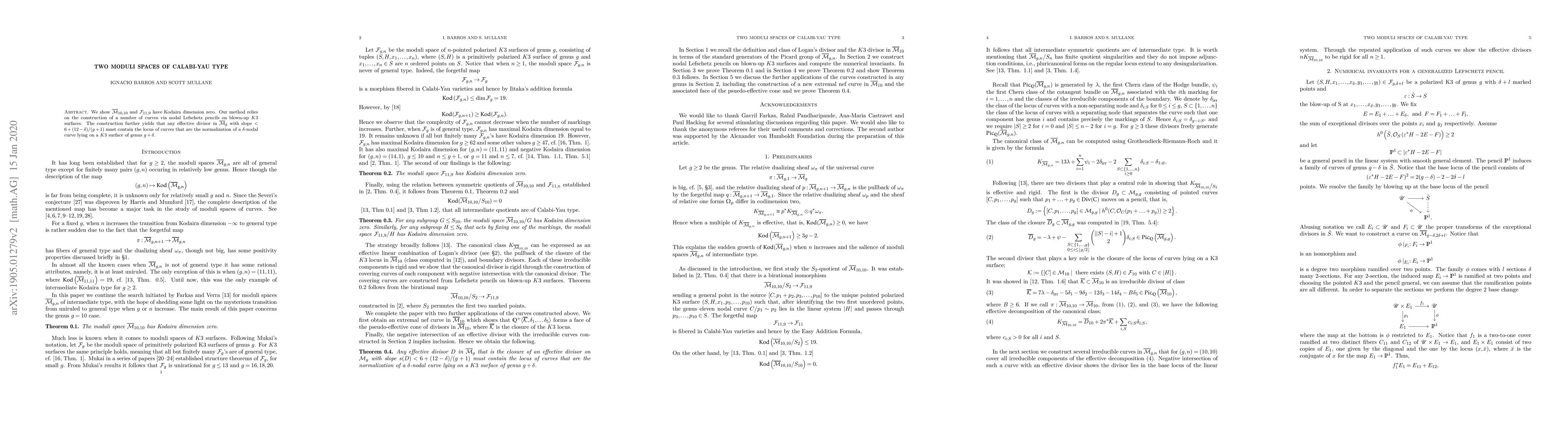 Thumbnail for Two moduli spaces of Calabi-Yau type