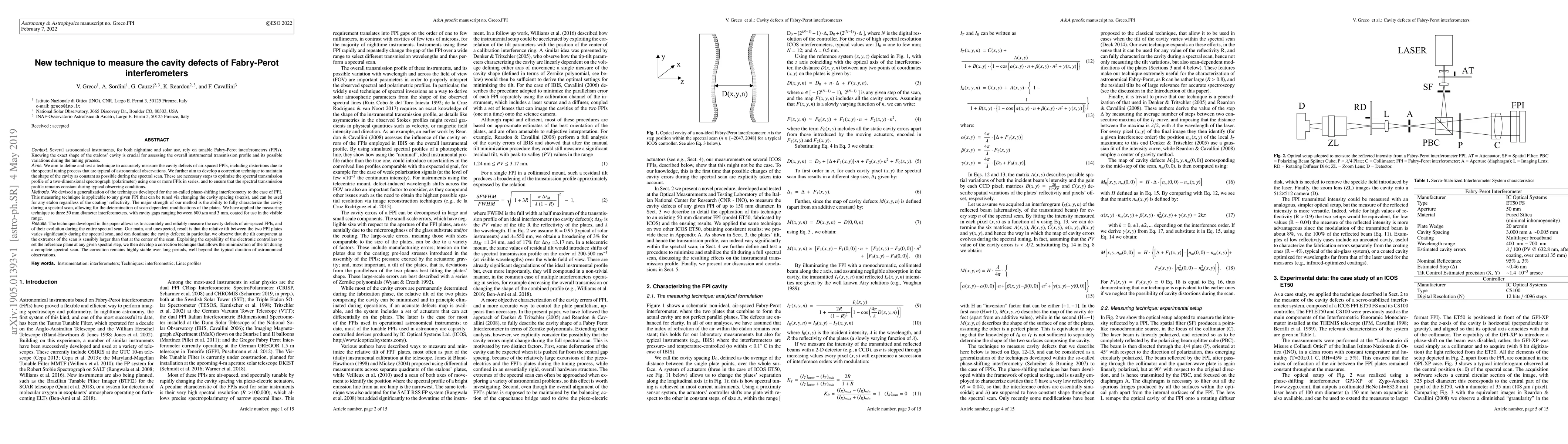 Thumbnail for New technique to measure the cavity defects of Fabry-Perot
  interferometers