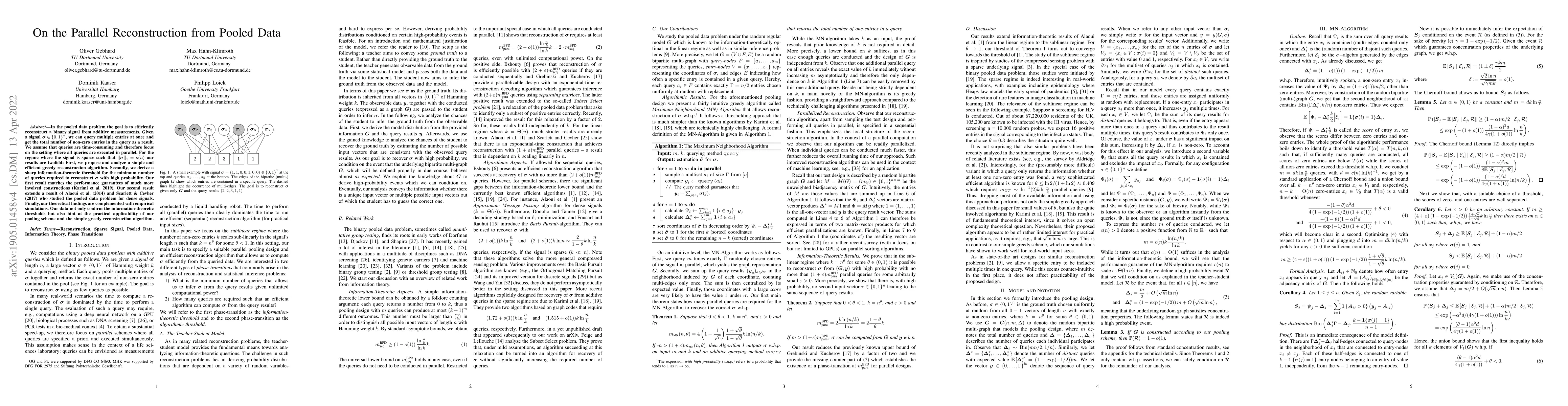 Thumbnail for On the Parallel Reconstruction from Pooled Data