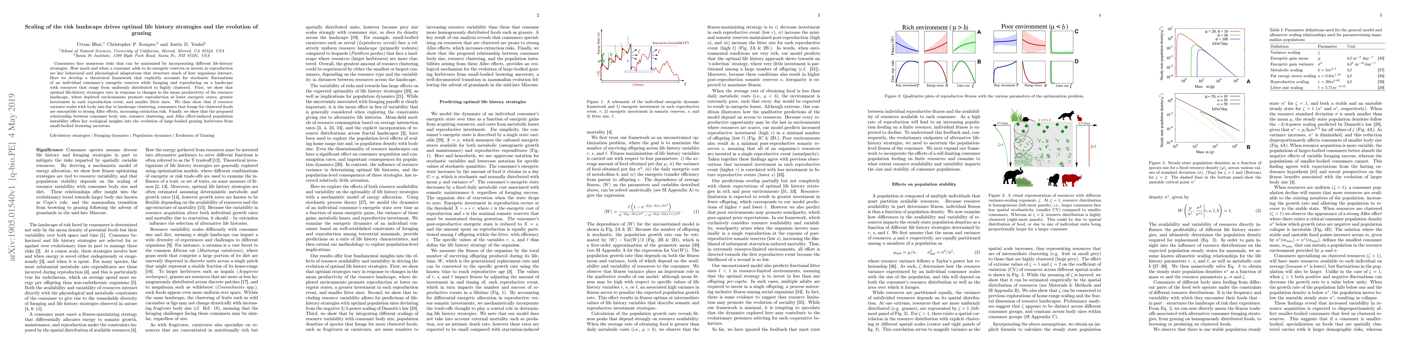 Thumbnail for Scaling of the risk landscape drives optimal life history strategies and
  the evolution of grazing