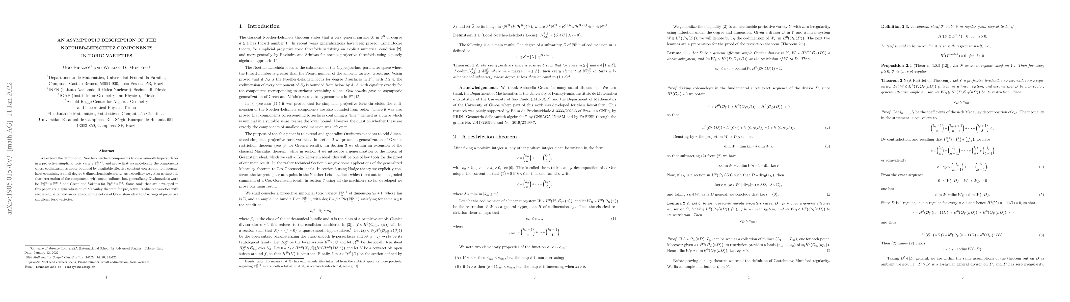 Thumbnail for An asymptotic description of the Noether-Lefschetz components in toric
  varieties