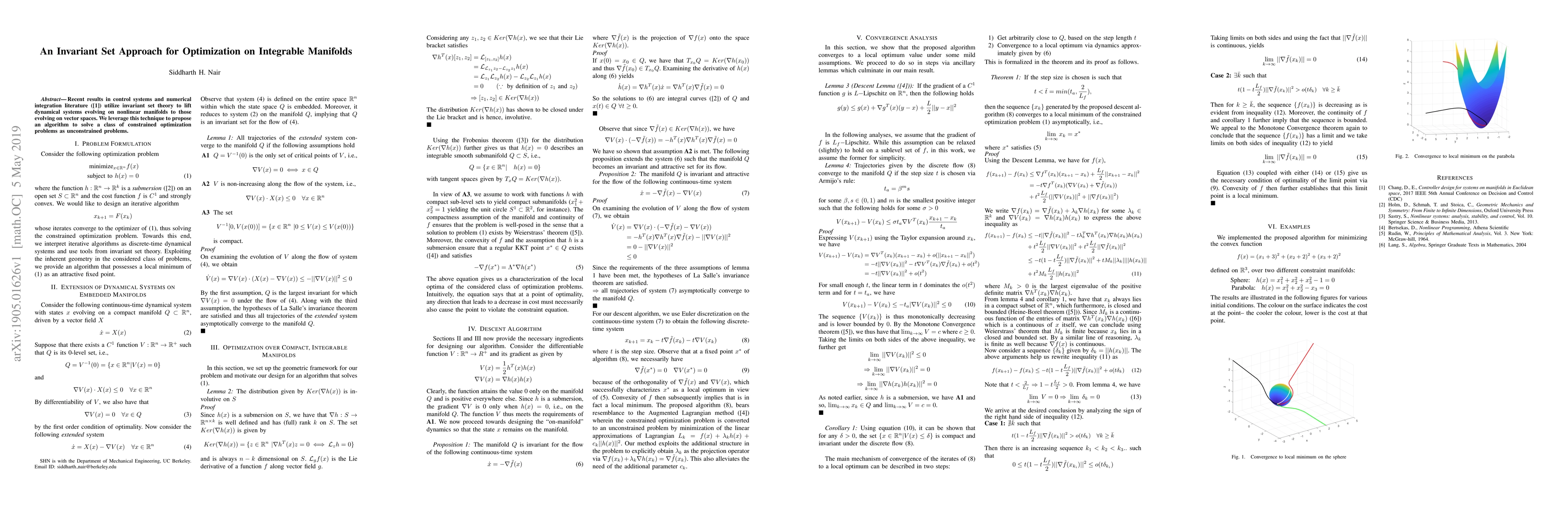 Thumbnail for An Invariant Set Approach for Optimization on Integrable Manifolds