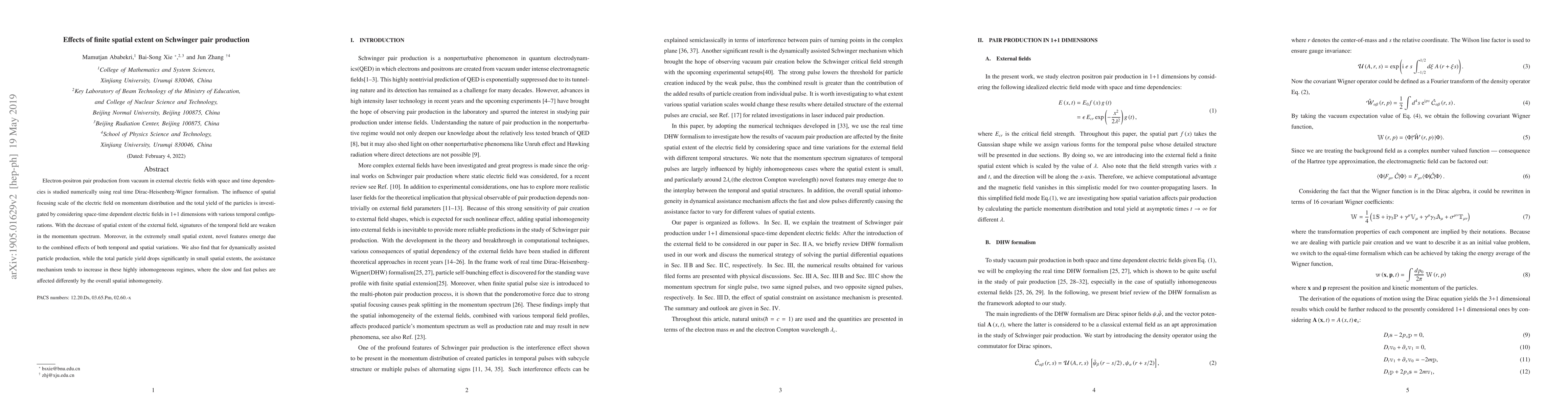 Thumbnail for Effects of finite spatial extent on Schwinger pair production