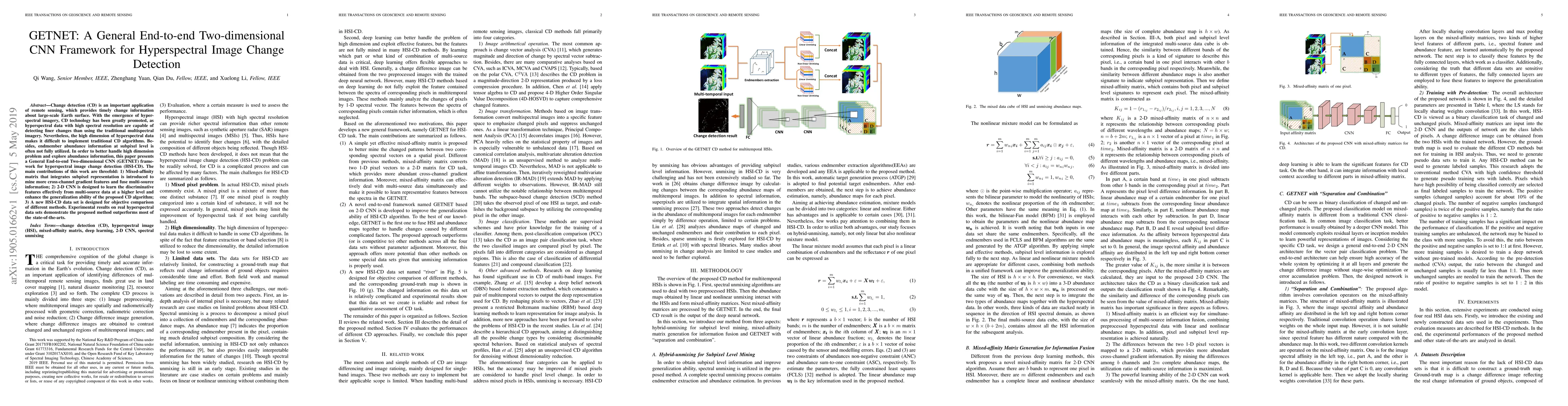 Thumbnail for GETNET: A General End-to-end Two-dimensional CNN Framework for
  Hyperspectral Image Change Detection