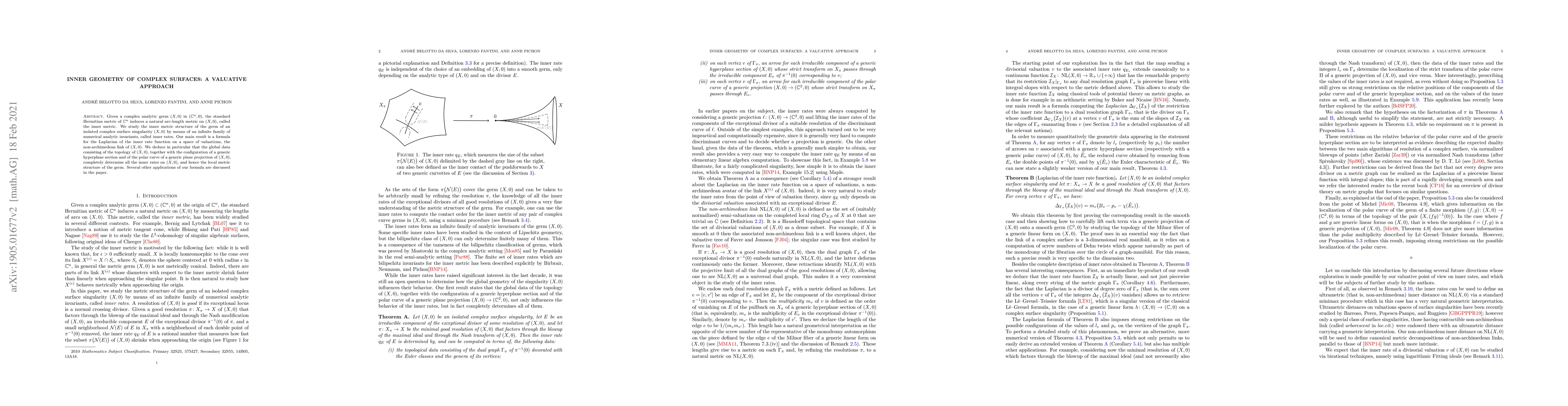 Thumbnail for Inner geometry of complex surfaces: a valuative approach