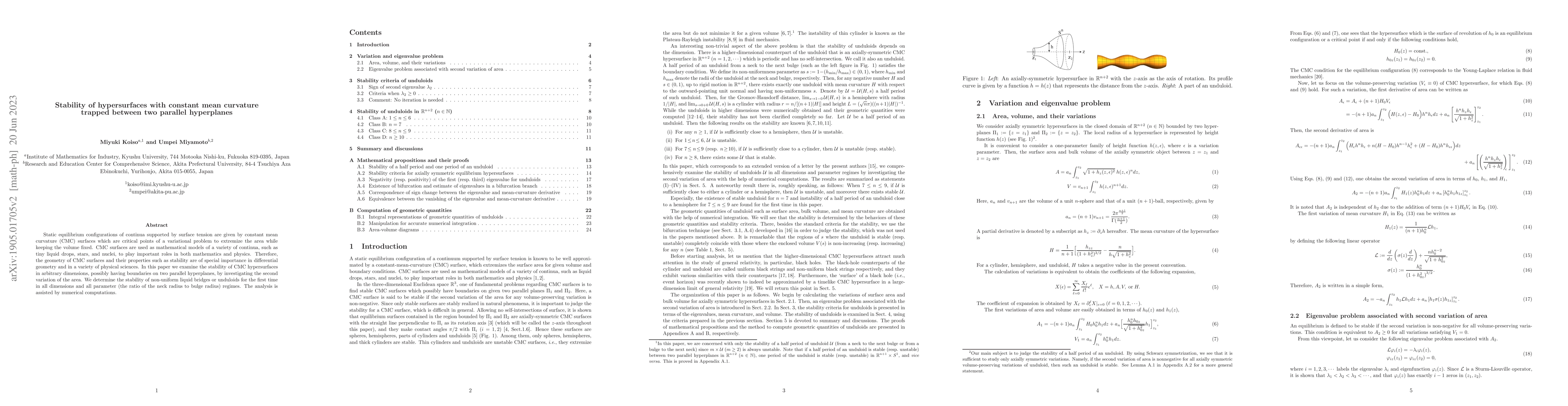 Thumbnail for Stability of hypersurfaces with constant mean curvature trapped between
  two parallel hyperplanes