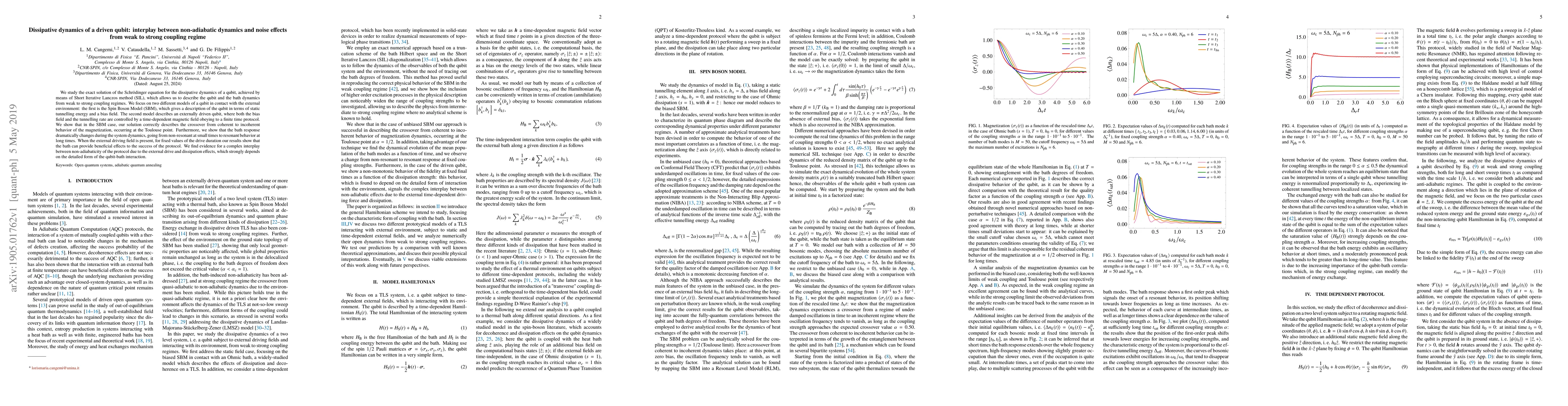 Thumbnail for Dissipative dynamics of a driven qubit: interplay between non-adiabatic
  dynamics and noise effects from weak to strong coupling regime