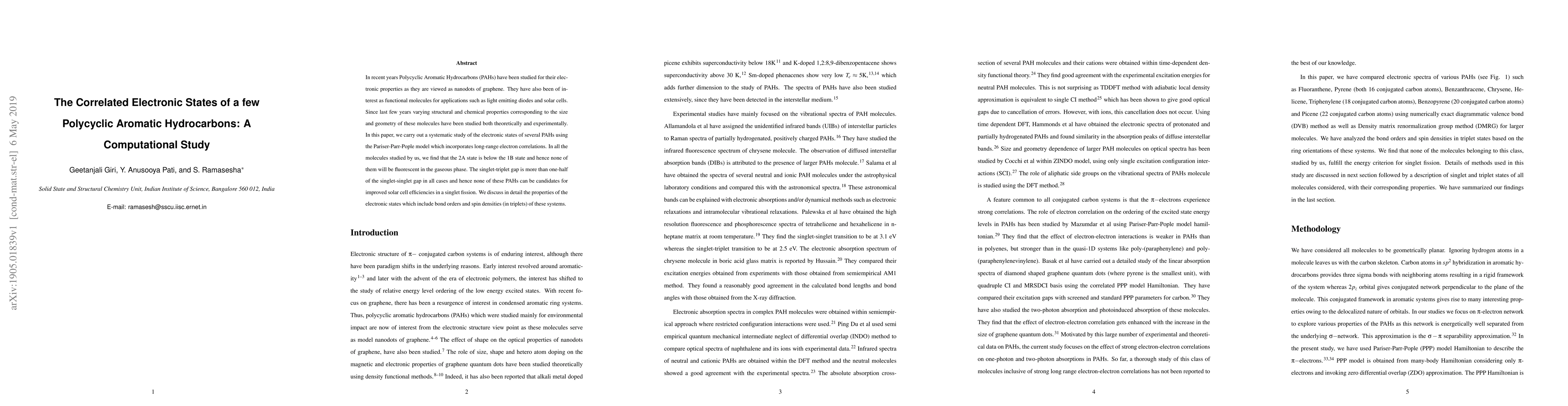 Thumbnail for The Correlated Electronic States of a few Polycyclic Aromatic
  Hydrocarbons: A Computational Study