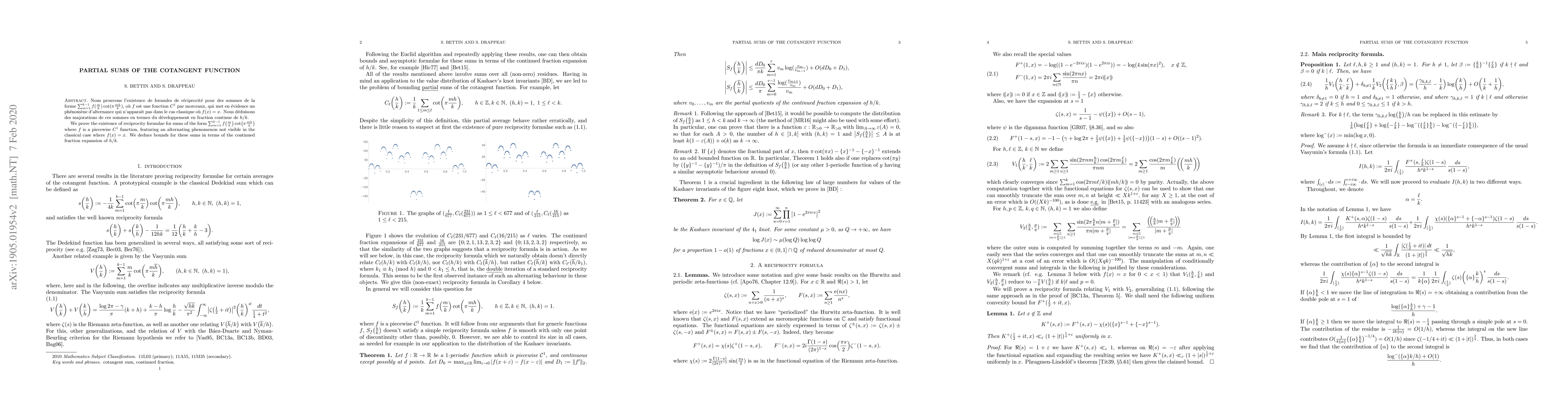 Thumbnail for Partial sums of the cotangent function