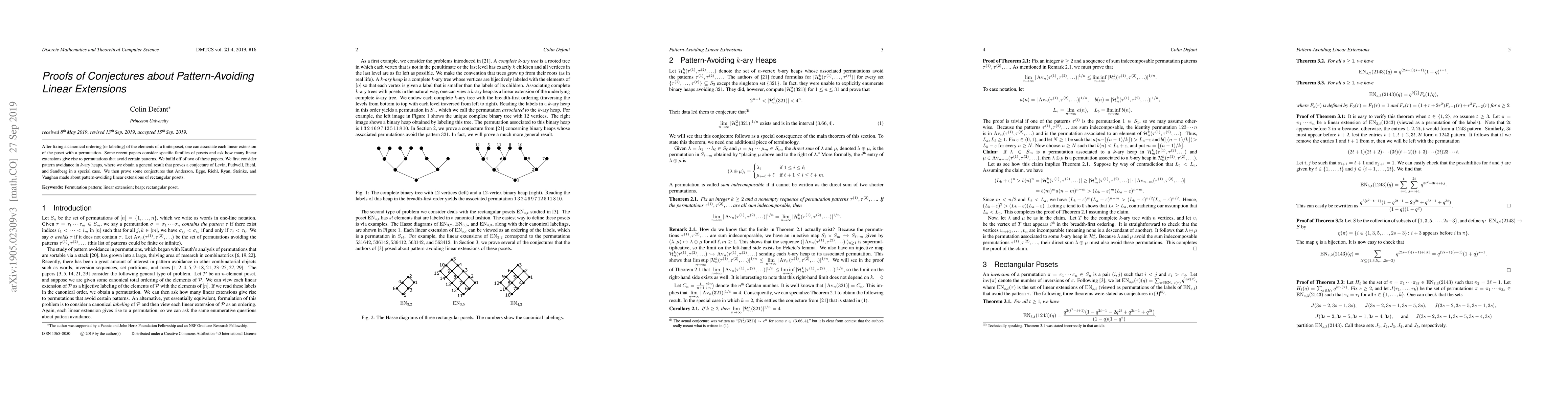 Thumbnail for Proofs of Conjectures about Pattern-Avoiding Linear Extensions