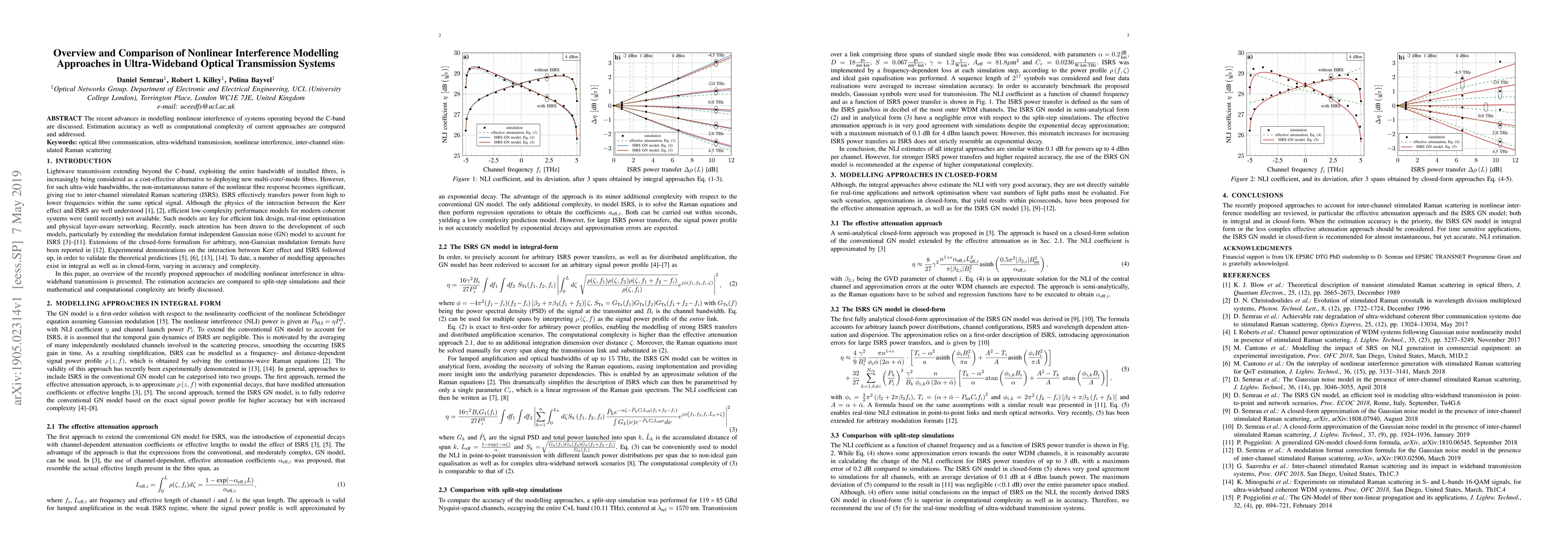 Thumbnail for Overview and Comparison of Nonlinear Interference Modelling Approaches
  in Ultra-Wideband Optical Transmission Systems