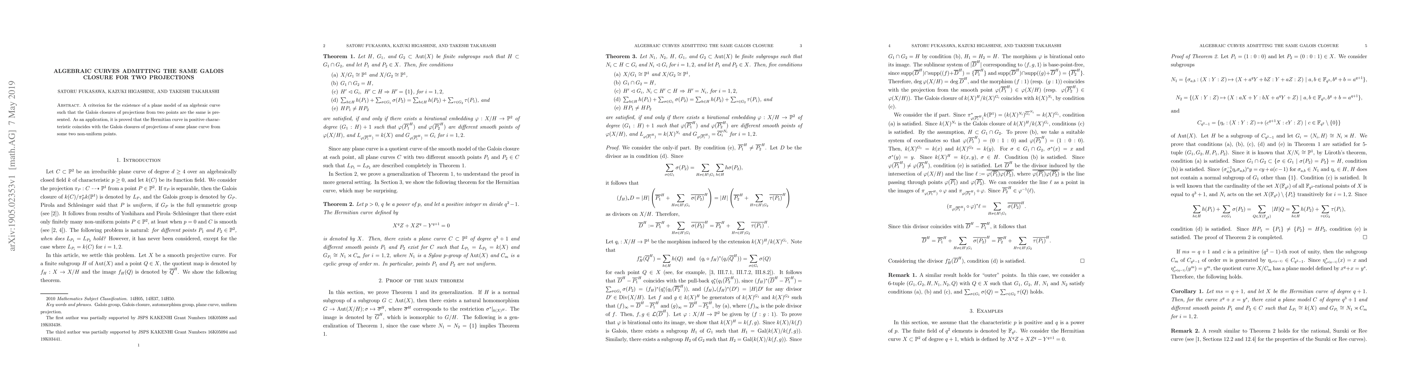 Thumbnail for Algebraic curves admitting the same Galois closure for two projections